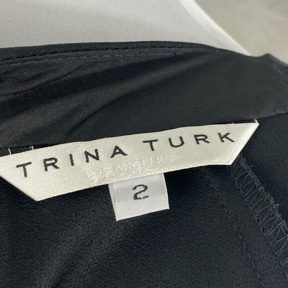 Trina Turk Women's Black Cold Shoulder Embellished Designer Party Dress 2/C34 - Picture 9 of 9